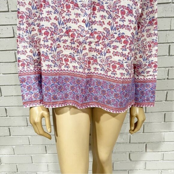 J. Crew Long Sleeve Lightweight Shimmery Metallic Floral Blouse - Size L - Picture 4 of 10